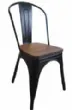 Chaise mtallique noire avec assise bois EMH