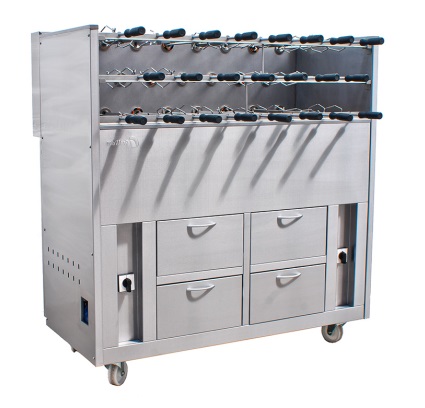 Barbecue portugais triple 17 broches rotatives GRELHACO sur Barbecue pro portugais 6 broches GRELHACO : CHR restauration