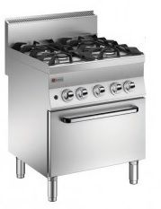 Fourneau gaz 4 feux vifs sur four GN1/1 gaz BARON Fourneau gaz 4 feux vifs sur four GN1/1 gaz BARON