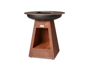 Barbecue brasero plancha hauteur 100cm version corten avec stockage bois ONFIRE VCS