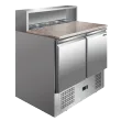 Saladette rfrigre 2 portes avec bacs et plan de travail en marbre REDFOX