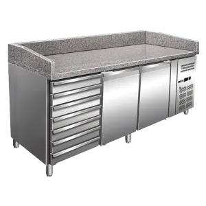 Table  pizza 2 portes et 7 tiroirs avec marbre REDFOX MTP 2D7ZN