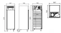 Frigo professionnel 1 porte n�gatif GN 2/1 compatible 60 Hz INFRICO AGB701BT-60hz