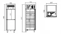 Frigo professionnel 1 porte negatif GN 2/1 compatible 60 Hz INFRICO AGB702BT-60hz