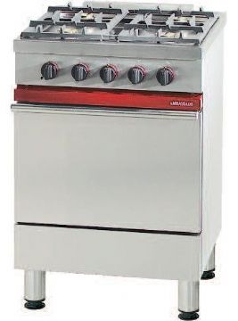 Fourneau 4 feux vifs sur four gaz AMBASSADE