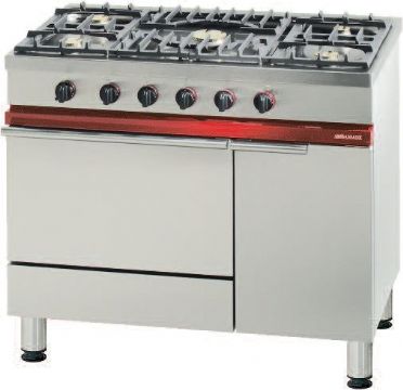 Fourneau 5 feux vifs sur four gaz GN1/1 AMBASSADE