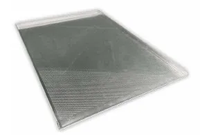 Plaque p�tisserie aluminium 400x600mm perfor�e 2 bords 10mm 45�- ouvert sur le 400 �paisseur 1.5mm APL20