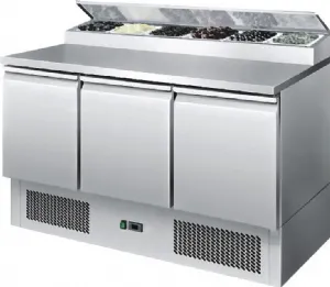 Saladette réfrigérée 3 portes avec vitrine inox ESL3869GR