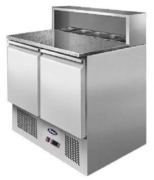 Saladette réfrigérée 2 portes avec marbre et dessus inox ATOSA Saladette réfrigérée 2 portes avec marbre et dessus inox ATOSA