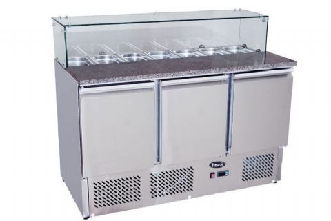 Saladette réfrigérée 3 portes avec marbre et vitrine ATOSA Saladette réfrigérée 3 portes avec marbre et vitrine ATOSA