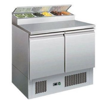 Saladette réfrigérée 2 portes avec vitrine à capot inox ATOSA Saladette réfrigérée 2 portes avec vitrine à capot inox ATOSA