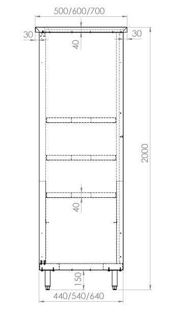 Armoire haute inox ouverte - Longueur 2000mm BERTRAND - AHO/205 AHO/205