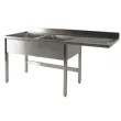 Plonge inox 2 bacs avec gouttoir  droite 2000x700mm BERTRAND - PL/2026D