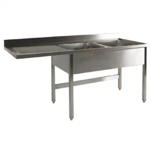 Plonge inox 2 bacs avec gouttoir  gauche 2000x700mm BERTRAND - PL/2026G PL/2026G+P0/LV