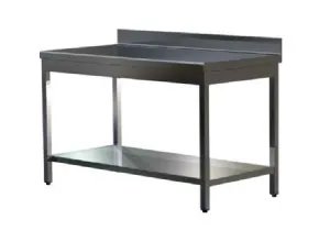 Table inox soude avec dosseret Largeur 500mm - Profondeur 700mm BERTRAND TT/0571+BAF/STD