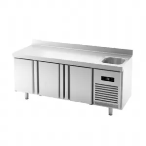 Table r�frig�r�e 3 portes vitr�es positif avec Evier 700 de profondeur compatible 60 Hz INFRICO BMGN1960F-60hz