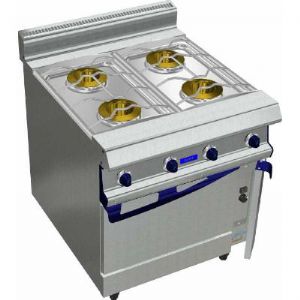 Fourneau 4 feux vifs sur four gaz CAPIC profondeur 900mm