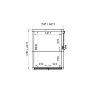 Chambre froide 2 portes vitres 1605x2030x2200mm - Epaisseur 100mm CORECO RFM2C-PC-A