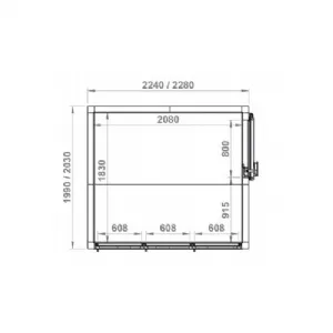 Chambre froide 3 portes vitres 2280x2030x2200mm - Epaisseur 100mm CORECO RFM3C-PC-A