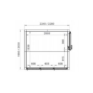 Chambre froide 3 portes vitres 2240x1990x2160mm - Epaisseur 80mm CORECO