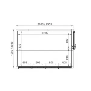 Chambre froide 4 portes vitres 2955x2030x2200mm - Epaisseur 100mm CORECO RFM4C-PC-A