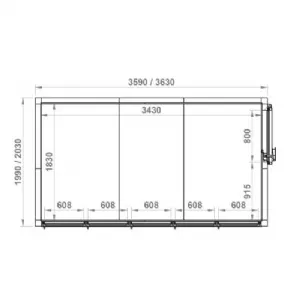 Chambre froide 5 portes vitres 3630x2030x2200mm - Epaisseur 100mm CORECO RFM5C-PC-A