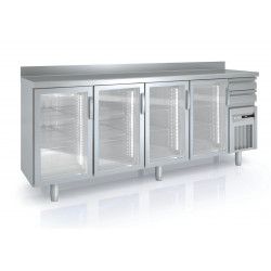 Arrire-bar rfrigr 4 portes vitres battantes et 2 tiroirs neutres CORECO