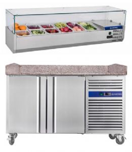 Table pizza 2 portes avec vitrine rfrigre CUISTANCE