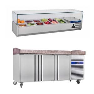 Table pizza 3 portes avec vitrine rfrigre CUISTANCE