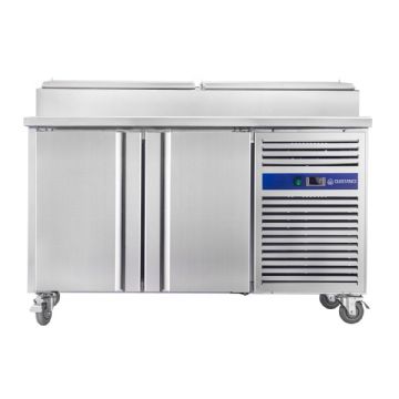Table rfrigre de prparation pizza 2 portes avec vitrine  capot inox CUISTANCE