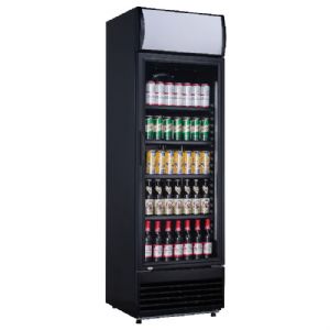 Armoire  boisson 1 porte vitre 360 Litres noir avec bandeau CUISTANCE