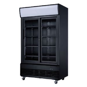 Armoire  boisson 2 portes vitres 800 Litres noir avec bandeau CUISTANCE