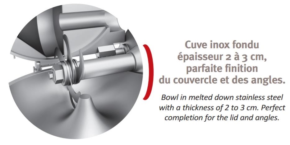 Cutter 80 litres - Variateur couteaux - 2 vitesses cuve DADAUX - TITANE 80  V disponible sur Chr Restauration