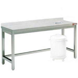 Table de travail inox avec trou vide ordures Largeur 1000mm DIAMOND - TS1070A