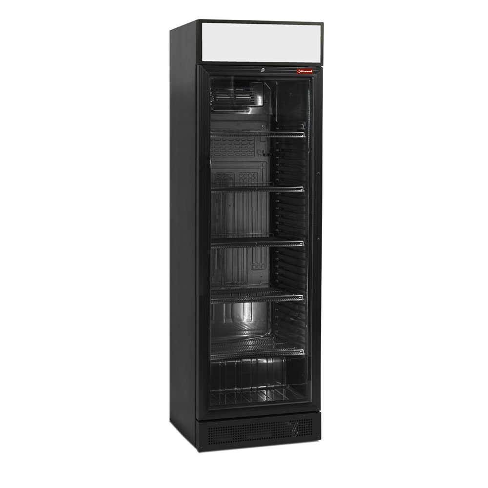 Armoire à boisson 1 porte 380L noir avec caisson lumineux DIAMOND