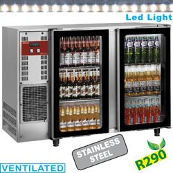 Arrire-bar rfrigr 2 portes vitres battantes inox DIAMOND