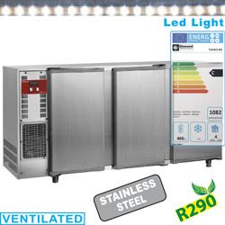 Arrire-bar rfrigr 3 portes pleines battantes inox DIAMOND