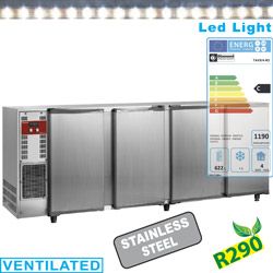 Arrire-bar rfrigr 4 portes pleines battantes inox DIAMOND