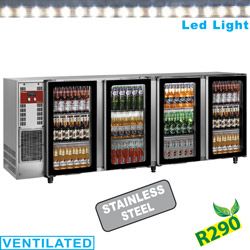 Arrire-bar rfrigr 4 portes vitres battantes inox DIAMOND