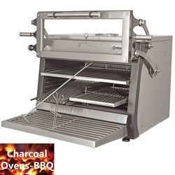 Four barbecue inox  charbon professionnel  porte relevable GN1/1 + GN2/4 75Kg/h DIAMOND