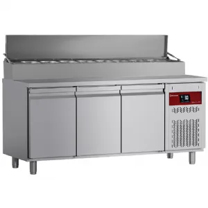 Table réfrigérée de préparation 3 portes avec structure réfrigérée inox DIAMOND DTS-7/R2 DTS-7/P9H2