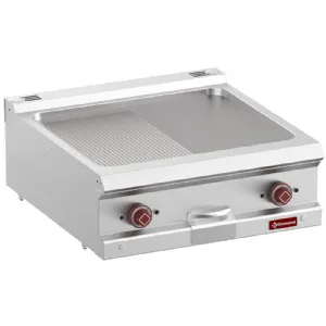 Plancha professionnelle �lectrique lisse/rainur�e en fonte 2 zones DIAMOND profondeur 700mm E7/PM7T-N