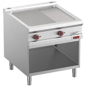 Plancha professionnelle lectrique rainure / lisse en fonte 2 zones sur baie libre DIAMOND profondeur 900mm E9/PMA8-N