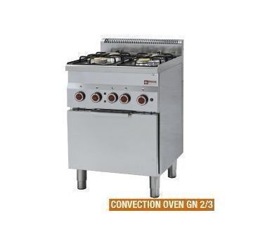 Fourneau 4 feux vifs gaz sur four lectrique GN2/3 DIAMOND profondeur 600mm