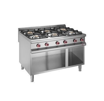 Fourneau 6 feux vifs sur placard ouvert gamme 900 DIAMOND