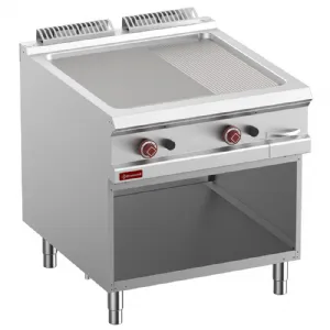 Plancha professionnelle gaz rainure / lisse en fonte 2 zones sur baie libre DIAMOND profondeur 900mm G9/PMA8-N