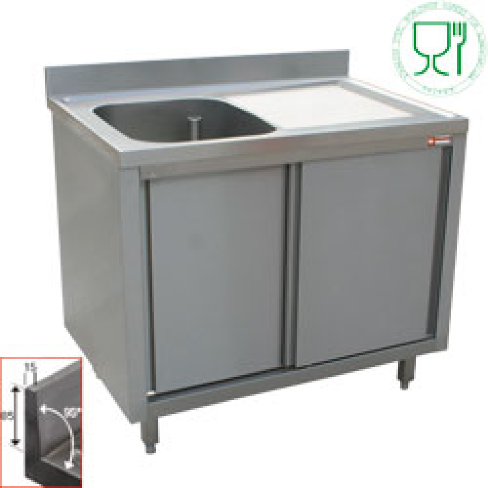 Plonge lave-vaisselle inox 1 bac - 1400 x 700 mm égouttoir droit / GOLDINOX