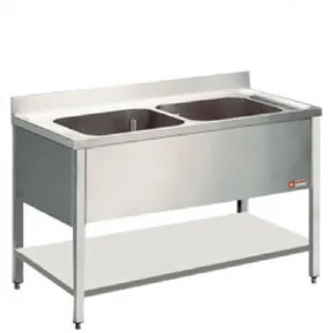 Plonge inox 2 bacs sans gouttoir 1400x700mm DIAMOND - L1421 L1421