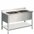 Plonge inox 2 bacs sans gouttoir 1400x700mm DIAMOND - L1421 L1421