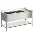 Plonge inox 2 bacs avec gouttoir  droite 1400x600mm DIAMOND - L1421D/6